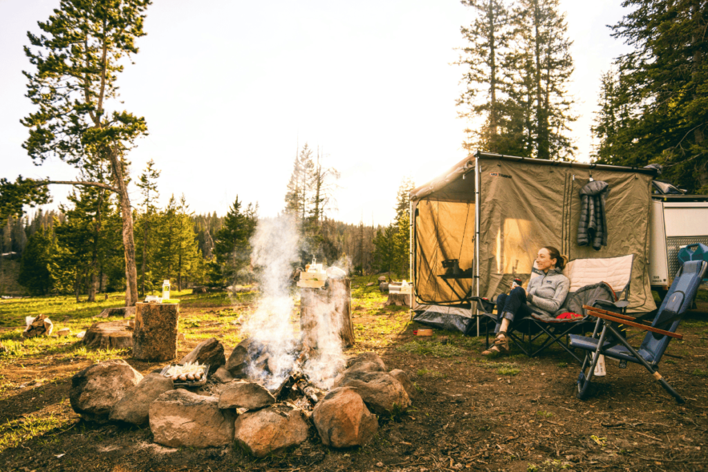 car camping by a campfire