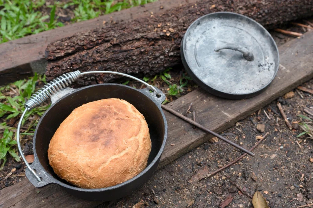 dutchover bread baking at camp