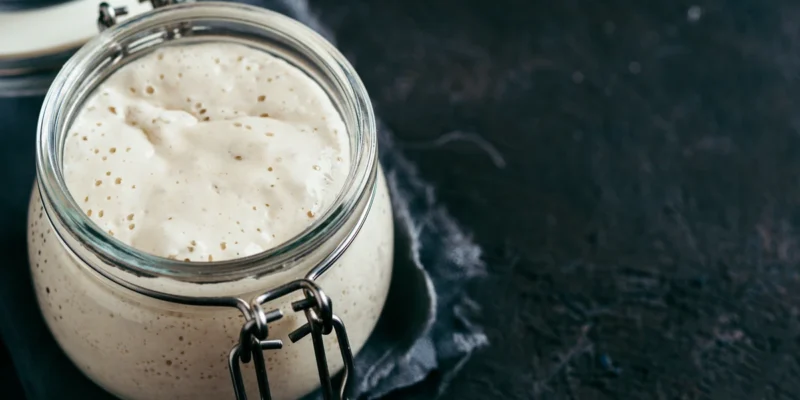 sourdough starter in a glass jar