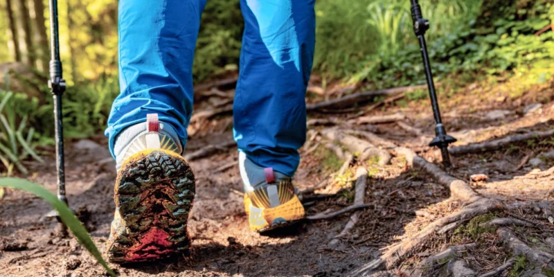 a person out for a hike. hiking for fitness and an 8 week training program