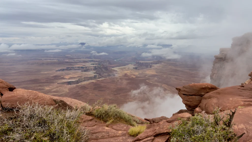 Canyonlands National Park in the fog.